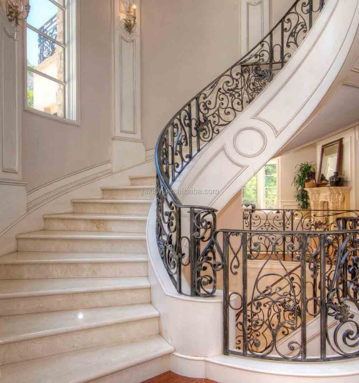 European Luxury Metal Railing Outdoor Stairs Designs in Iron,Wrought Iron Stair Railing
