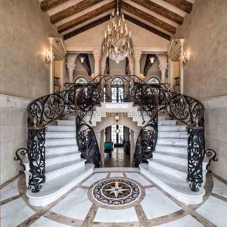 European Luxury Metal Railing Outdoor Stairs Designs in Iron,Wrought Iron Stair Railing