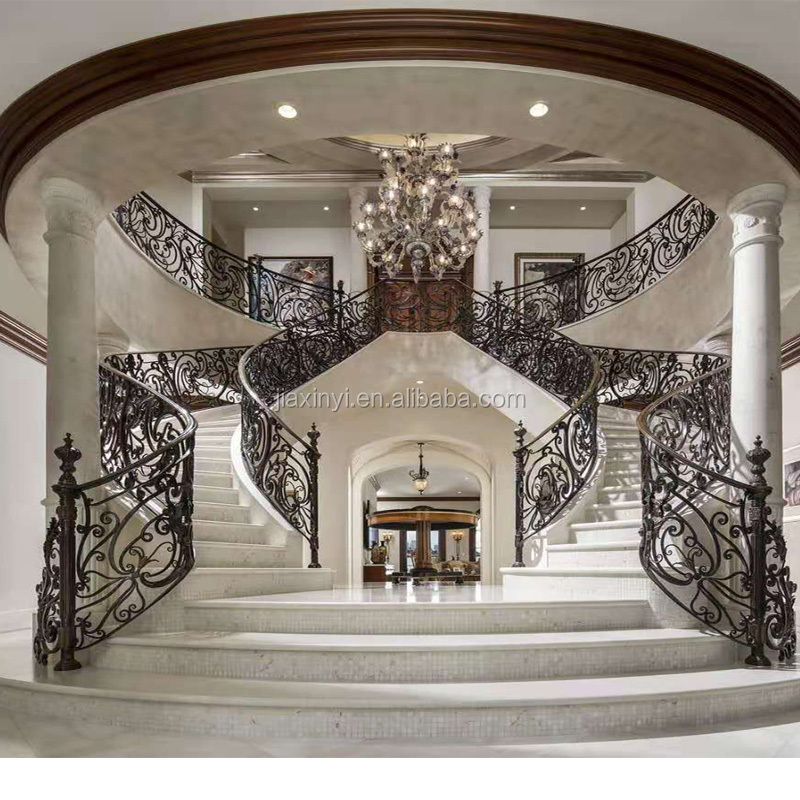 Elegant Decorative Iron Handrail Wrought Iron Stair Railing Design for Indoor