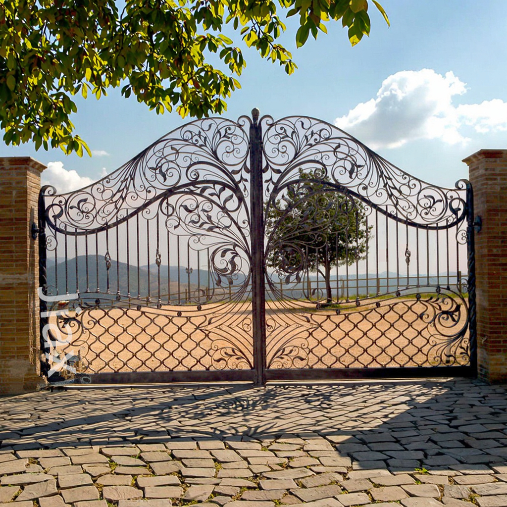 Beautiful Wrought Iron Gate Remote Control Iron Driveway Gate House Garden Security Grill Swing Sliding Iron Gates