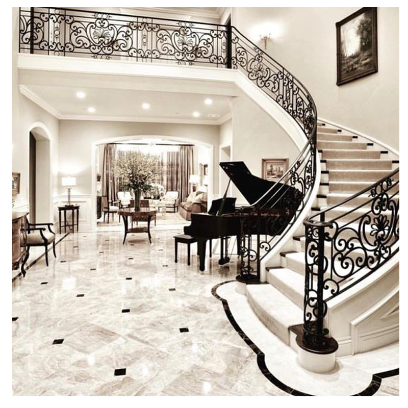 European Luxury Metal Railing Outdoor Stairs Designs in Iron,Wrought Iron Stair Railing