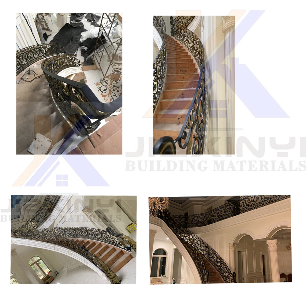 European Luxury Metal Railing Outdoor Stairs Designs in Iron,Wrought Iron Stair Railing