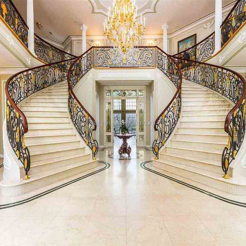 European Luxury Metal Railing Outdoor Stairs Designs in Iron,Wrought Iron Stair Railing