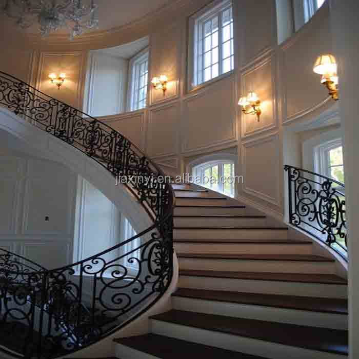 European Luxury Metal Railing Outdoor Stairs Designs in Iron,Wrought Iron Stair Railing