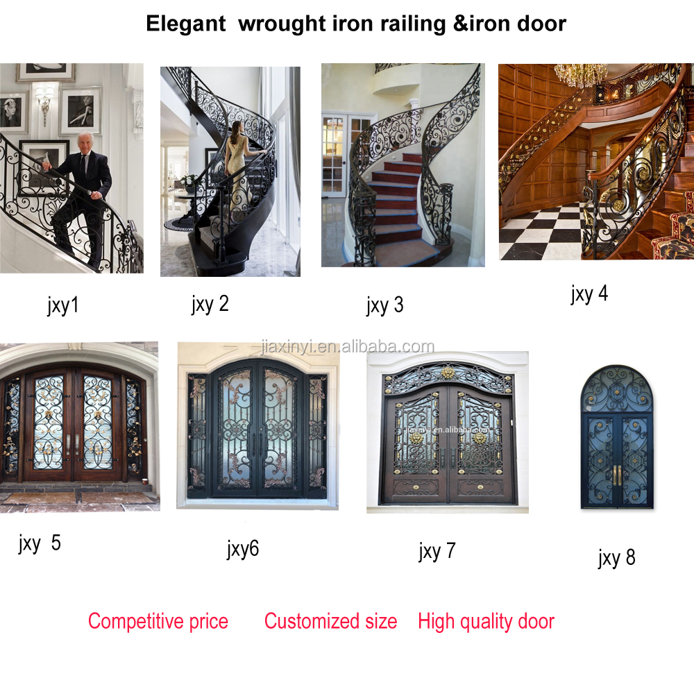 European Luxury Metal Railing Outdoor Stairs Designs in Iron,Wrought Iron Stair Railing