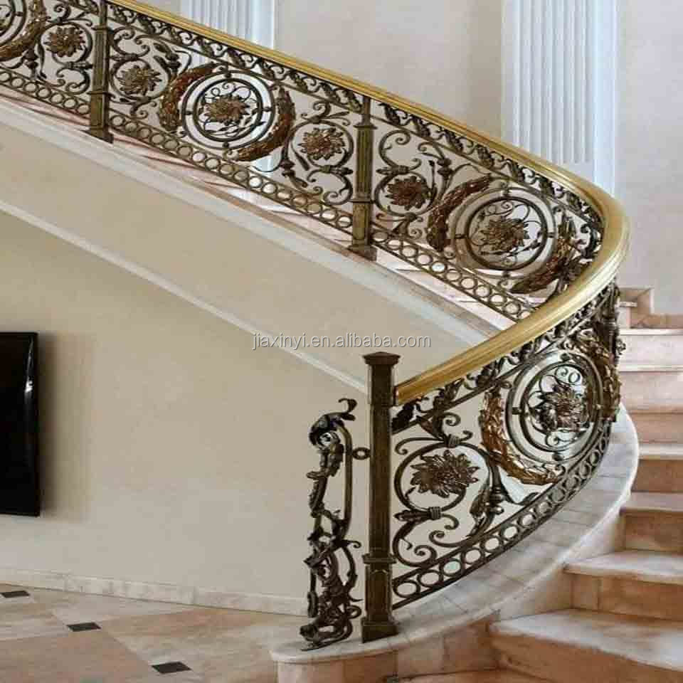 European Luxury Metal Railing Outdoor Stairs Designs in Iron,Wrought Iron Stair Railing