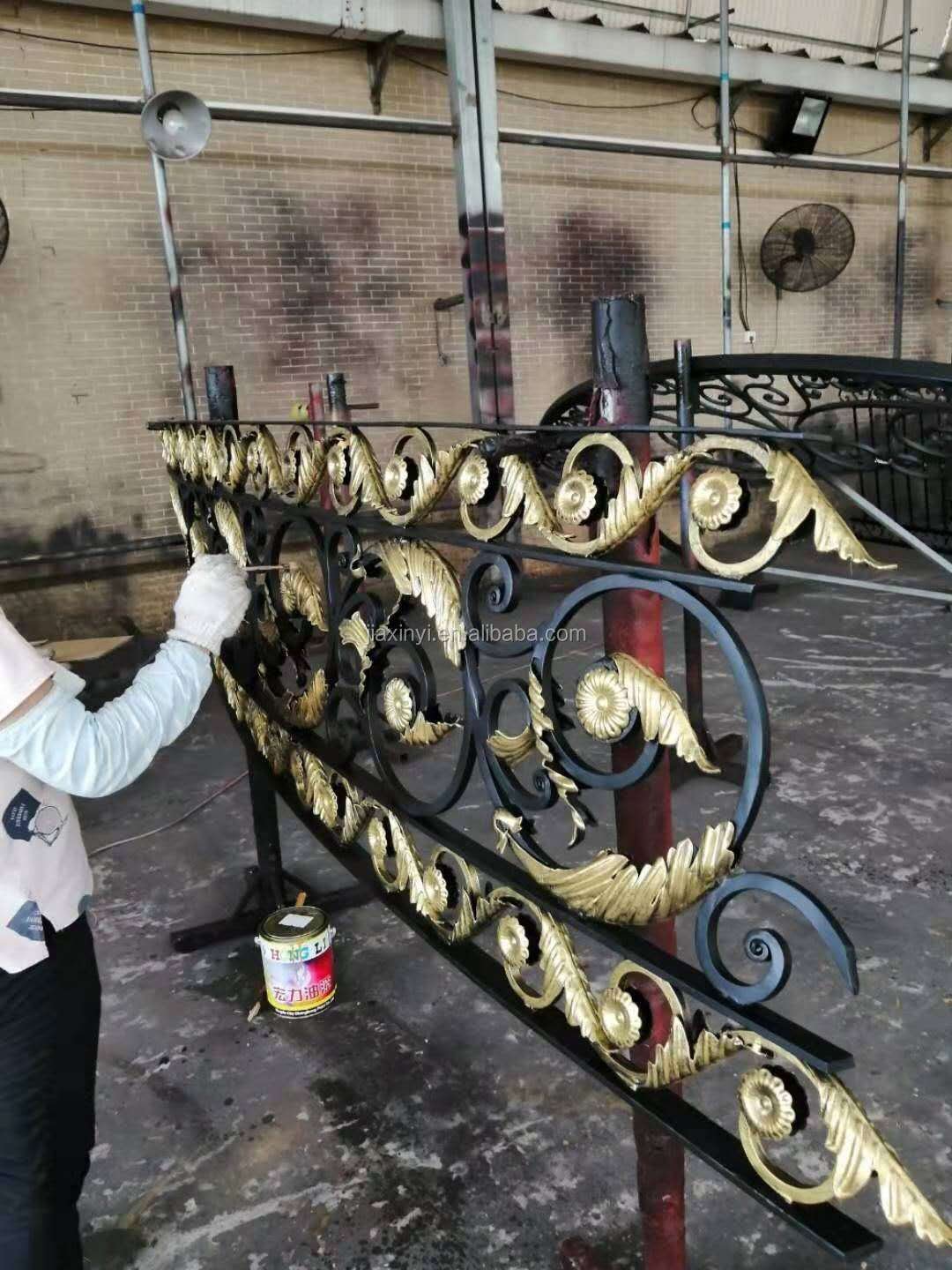 European Luxury Metal Railing Outdoor Stairs Designs in Iron,Wrought Iron Stair Railing