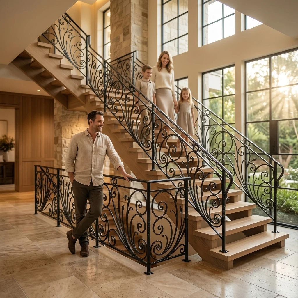 Latest Wrought Iron Stair Railing Modern Designs