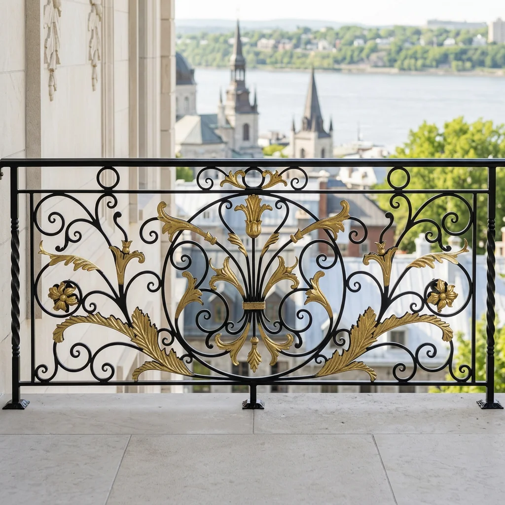 Ornamental Wrought Iron Curved Stair Railing Designs/Balustrades for Villa-Luxury Design Rust Resistant Easy Installation