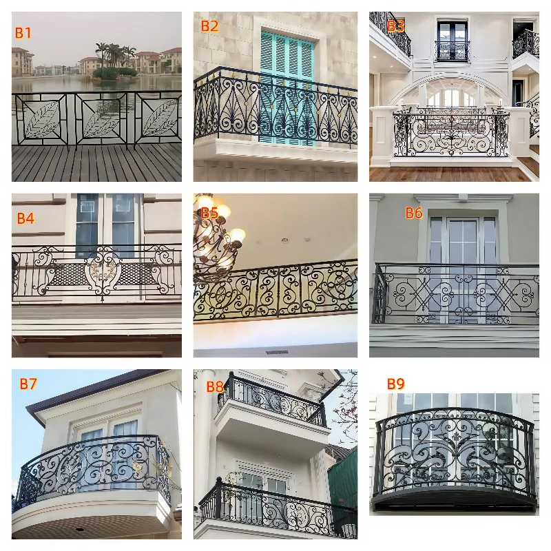 Ornamental Wrought Iron Curved Stair Railing Designs/Balustrades for Villa-Luxury Design Rust Resistant Easy Installation